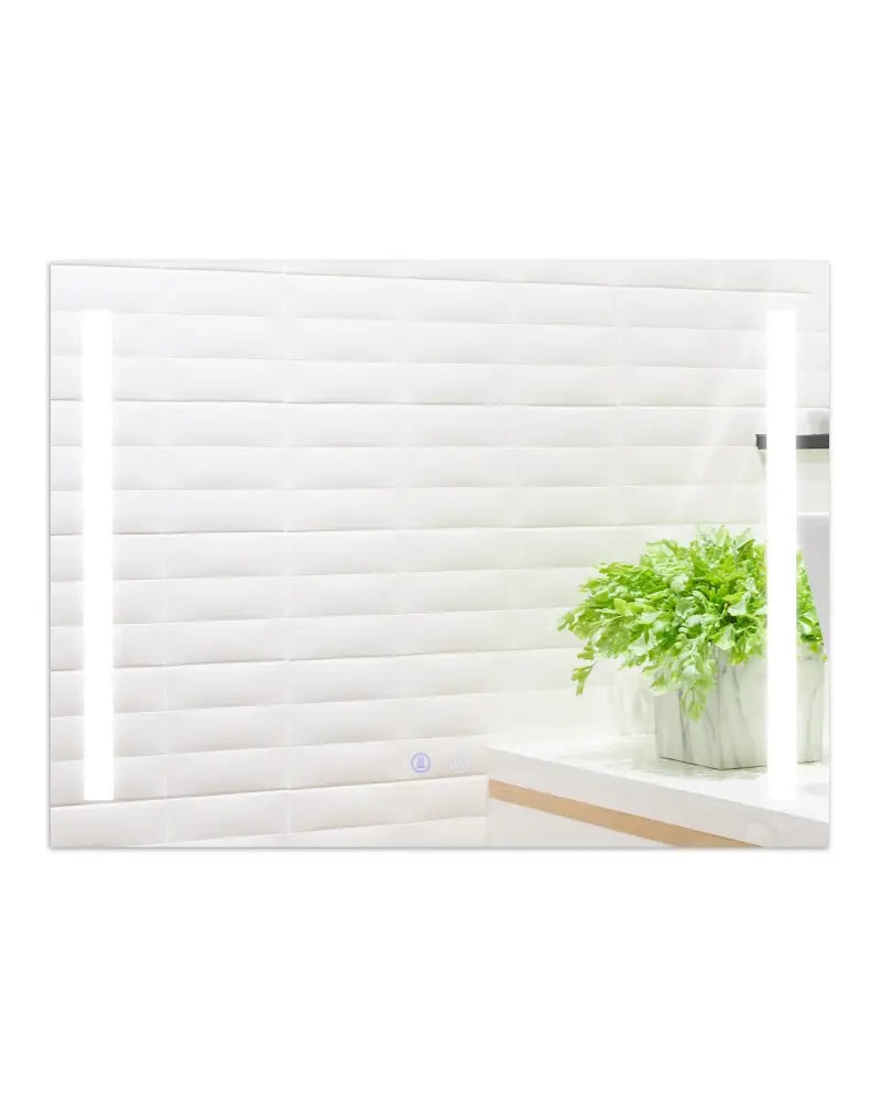 32 x 24 Inch Quadrate Wall Mirror with 3-Color Lights and Anti-Fog Function - Transparent - Wall Mirrors