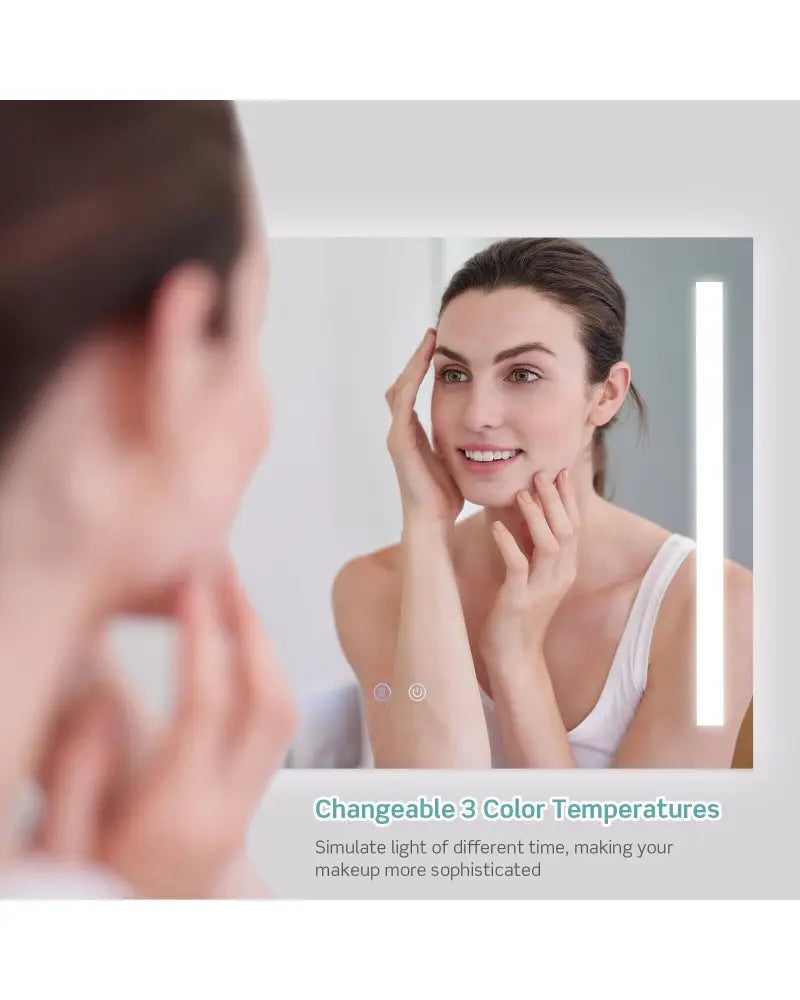 32 x 24 Inch Quadrate Wall Mirror with 3-Color Lights and Anti-Fog Function - Transparent - Wall Mirrors