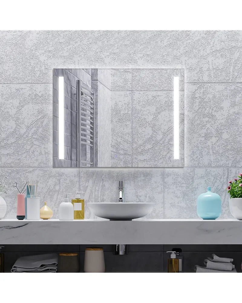 32 x 24 Inch Quadrate Wall Mirror with 3-Color Lights and Anti-Fog Function - Transparent - Wall Mirrors