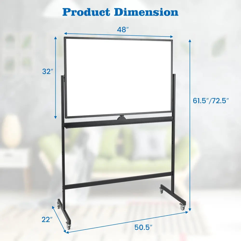 32 x 47 Inch Portable Rolling White Board-Black - Black - Home Office