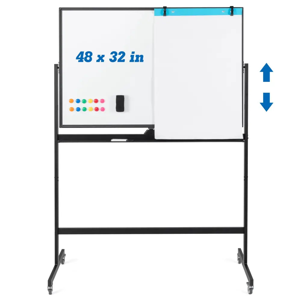 32 x 47 Inch Portable Rolling White Board-Black - Black - Home Office