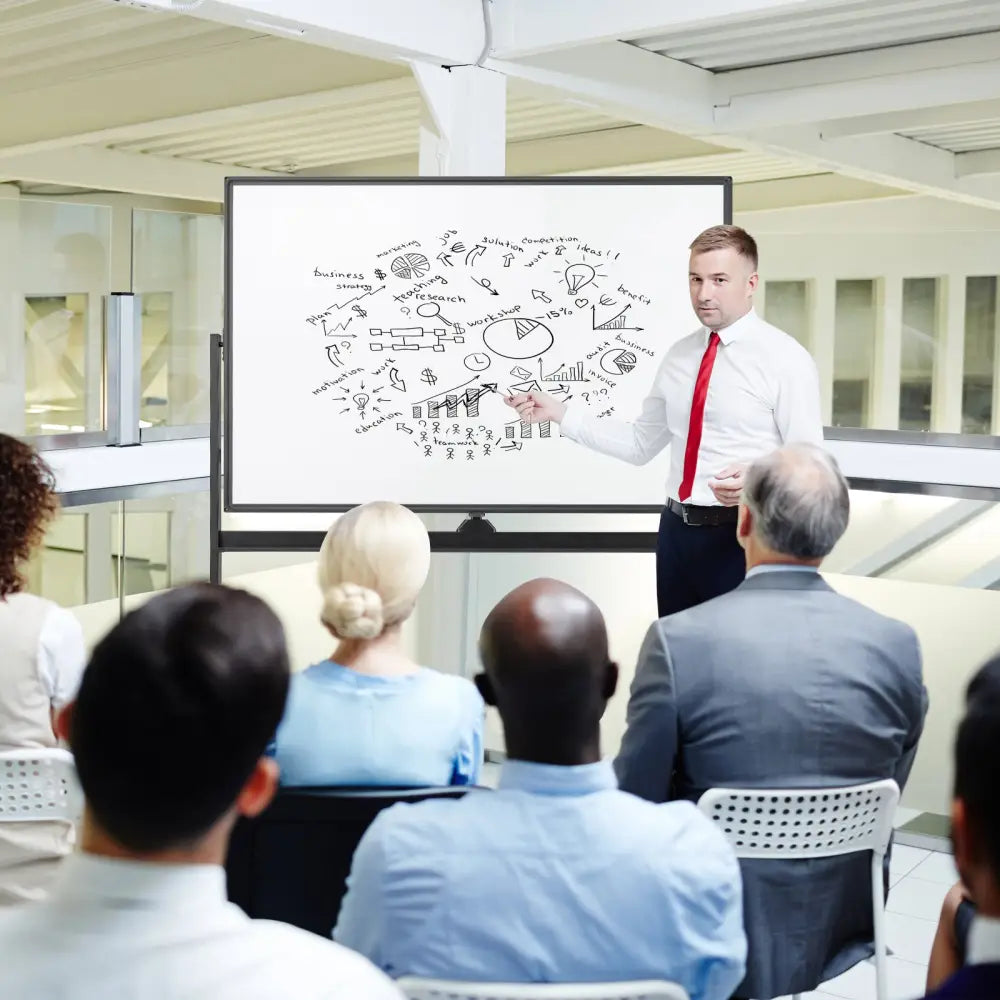 32 x 47 Inch Portable Rolling White Board-Black - Black - Home Office
