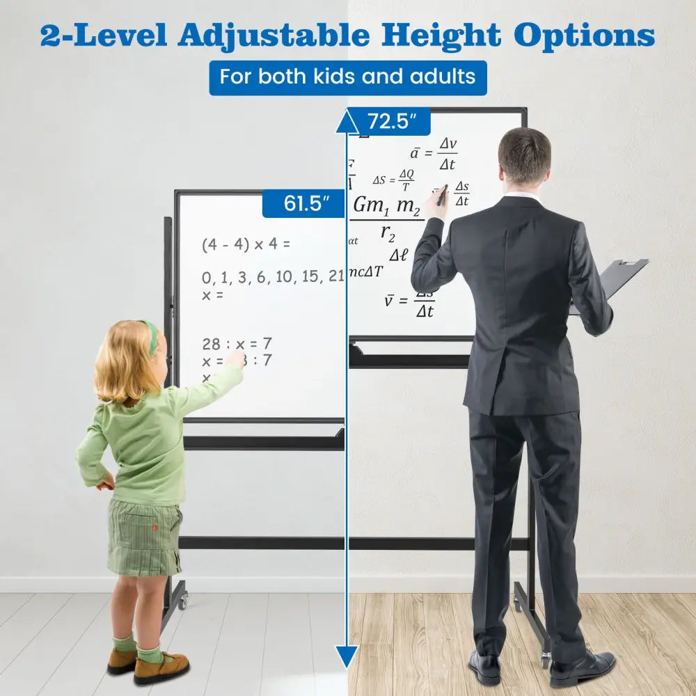 32 x 47 Inch Portable Rolling White Board-Black - Black - Home Office