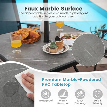 32 x 32 Inch Heavy-Duty Outdoor Dining Table with Umbrella Hole for 4 Persons-Gray - Black & Gray - Patio Dining Tables