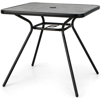 32 x 32 Inch Heavy-Duty Outdoor Dining Table with Umbrella Hole for 4 Persons-Gray - Black & Gray - Patio Dining Tables
