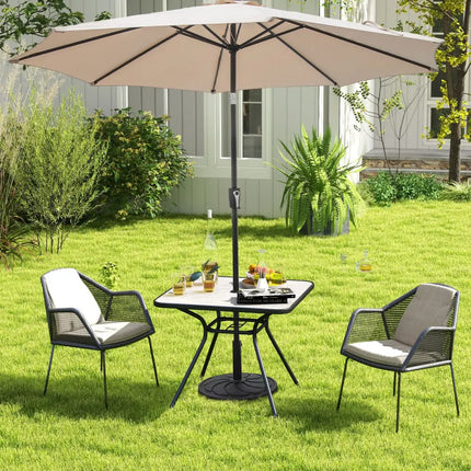32 x 32 Inch Heavy-Duty Outdoor Dining Table with Umbrella Hole for 4 Persons-Gray - Black & Gray - Patio Dining Tables