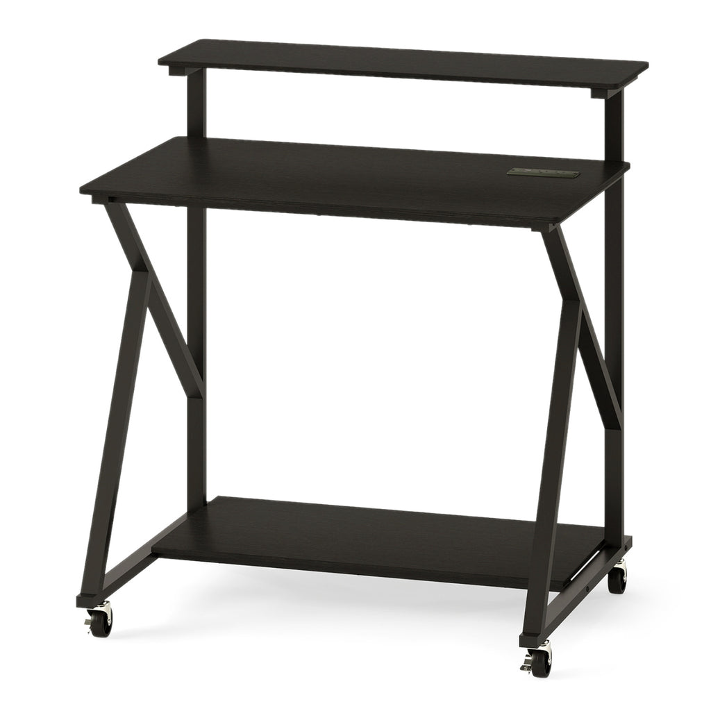 32 Inch Rolling Computer Desk for Small Spaces with Power Outlets-Black
