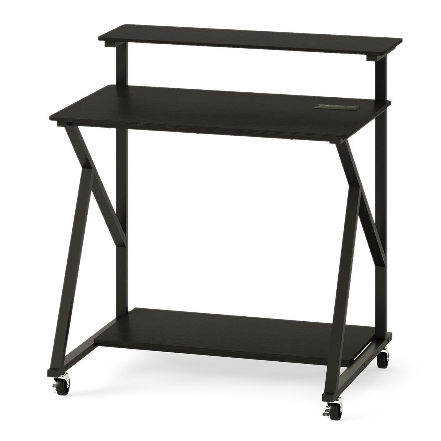 32 Inch Rolling Computer Desk for Small Spaces with Power Outlets-Black