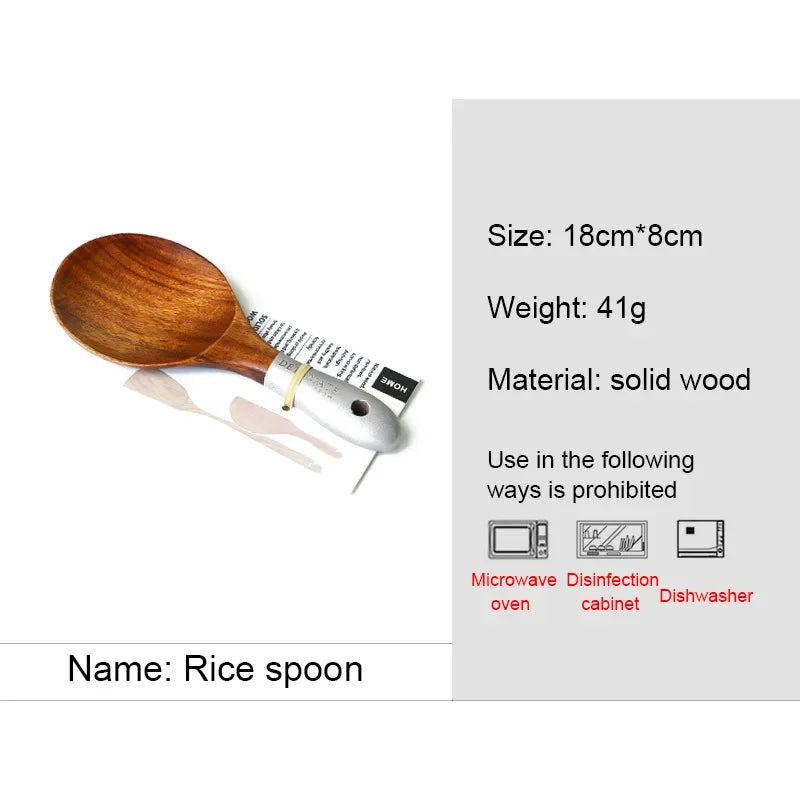 Wooden Cooking Utensils Set – Rice, Soup & Non-Stick Spoons