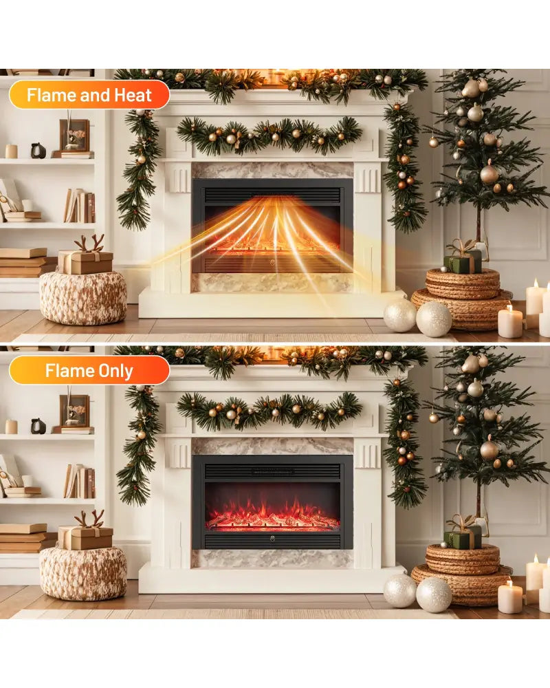 33/36-Inch Electric Fireplace Insert 750W/1500W Recessed Fireplace Heater-1500W - Black - Fireplaces