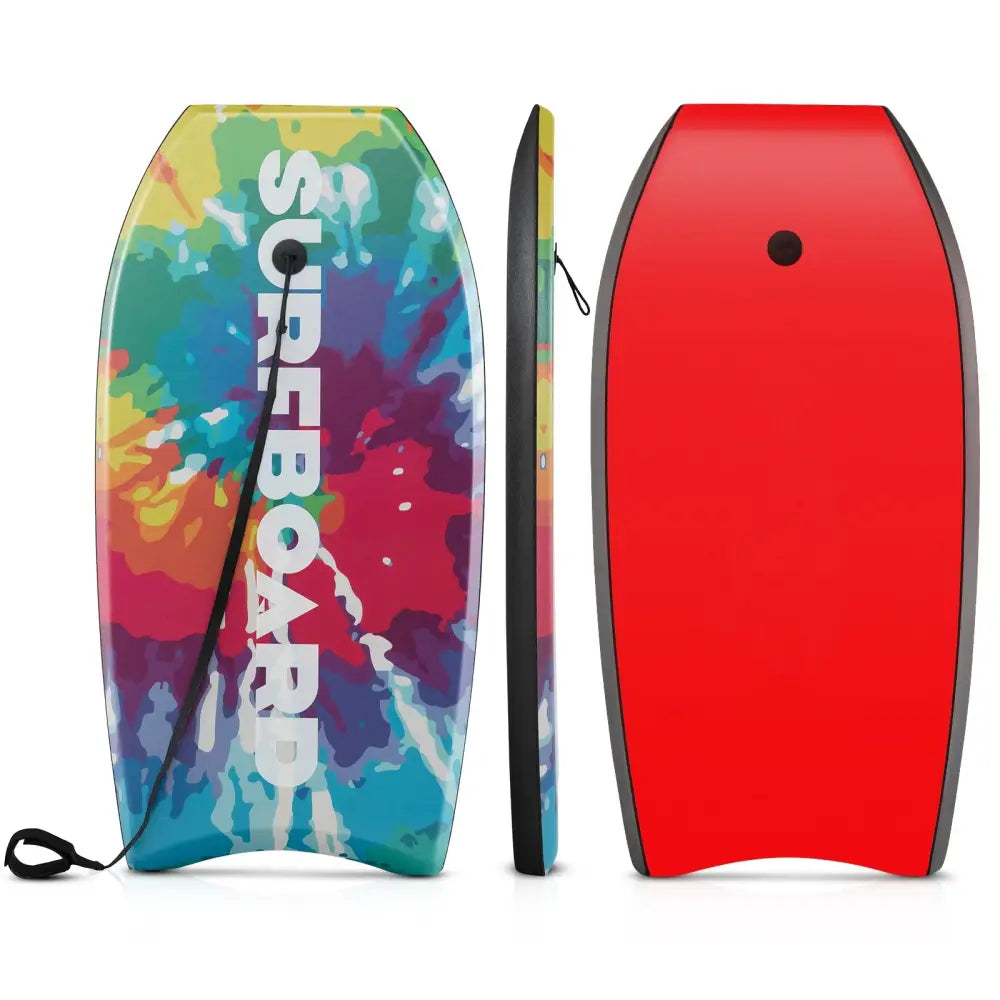 33/37/41 Inches Lightweight Body Board Boogie Board with EPS Core XPE Deck HDPE Bottom Multicolor1-L - Multicolor
