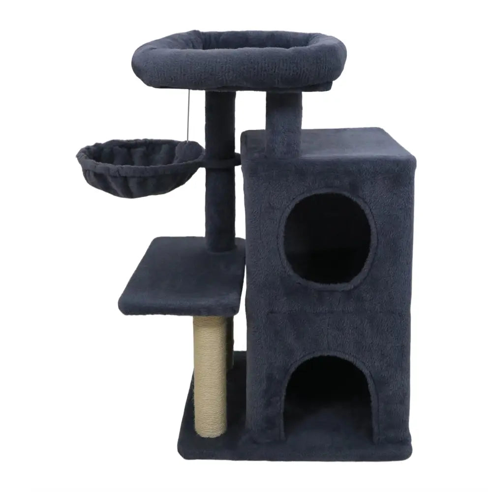 33.5 Inch Cute Kitten Tower with 2-Tier Condo and Padded Top Perch-Dark Gray - Dark Gray - Cat Trees Condos & Scratchers
