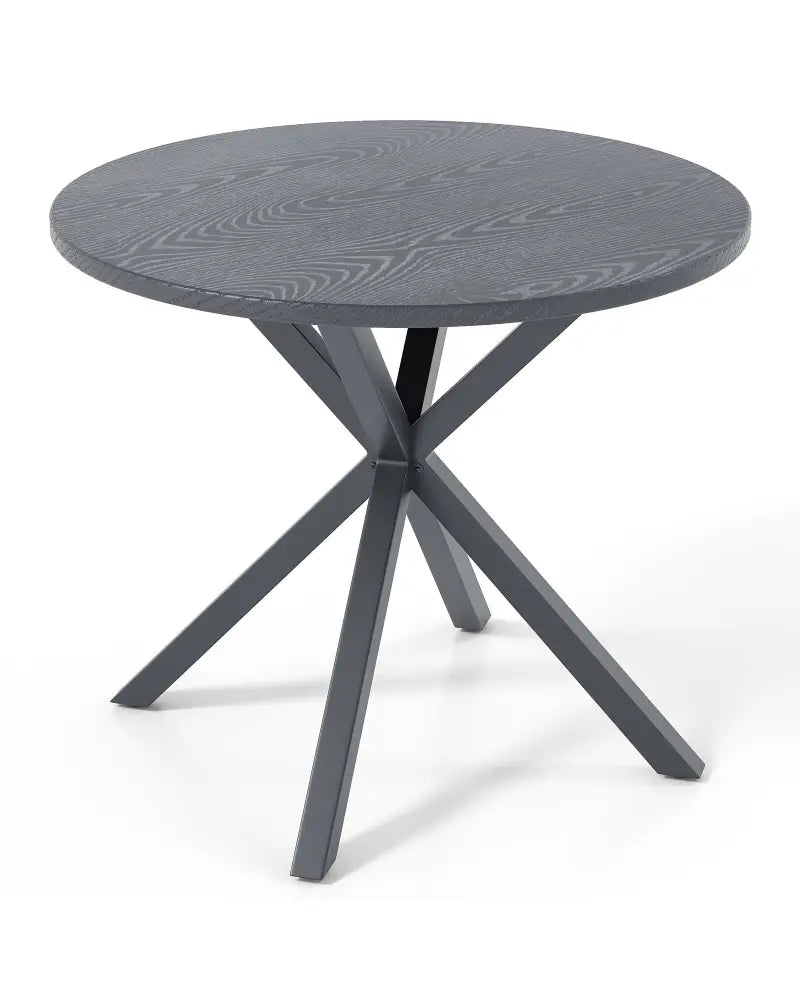 33.5 Inch Round Patio Bistro Table with Wood-Like Top and X-Shaped Legs-Gray - Gray - Patio Dining Tables