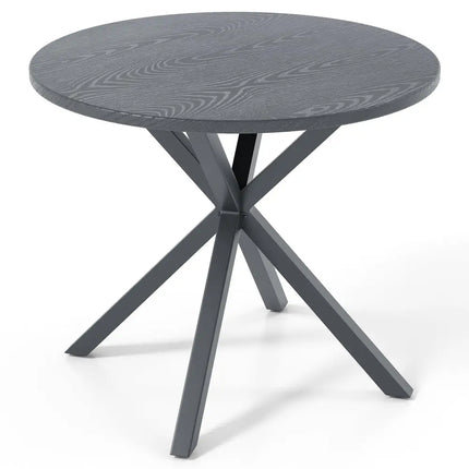 33.5 Inch Round Patio Bistro Table with Wood-Like Top and X-Shaped Legs-Gray - Gray - Patio Dining Tables
