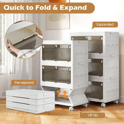 33 Gal 3-Pack Stackable Plastic Storage Bins with Lid for Bedroom Living Room-White Costway