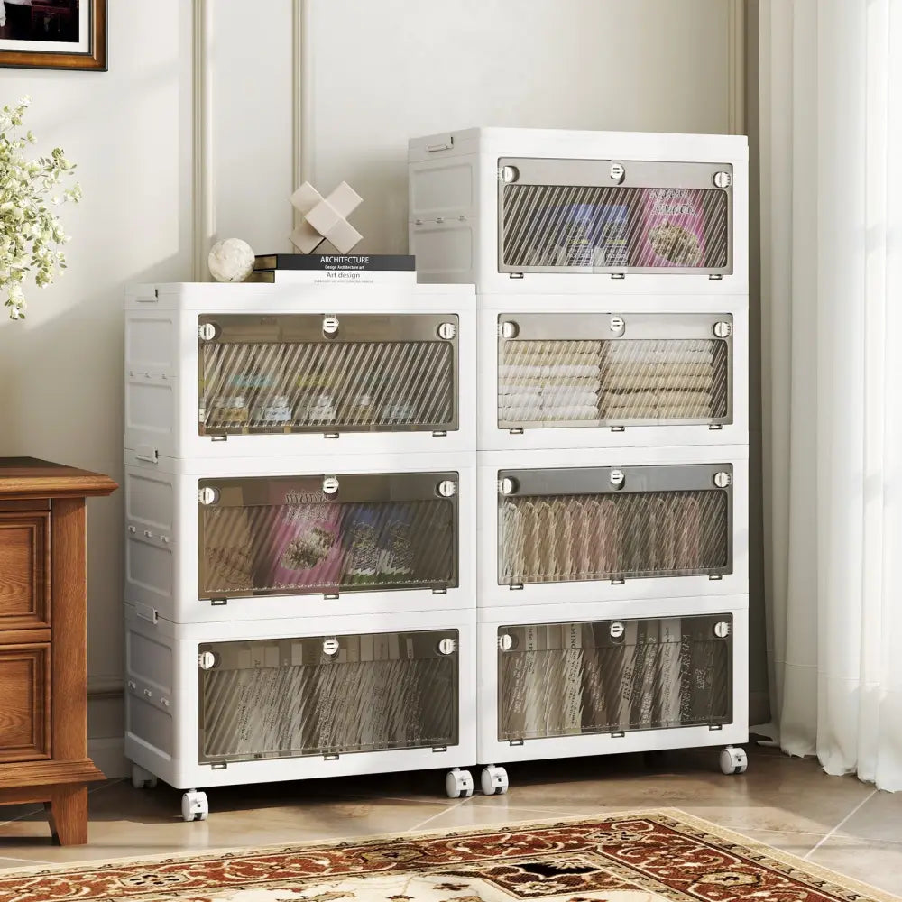 33 Gal 3-Pack Stackable Plastic Storage Bins with Lid for Bedroom Living Room-White Costway