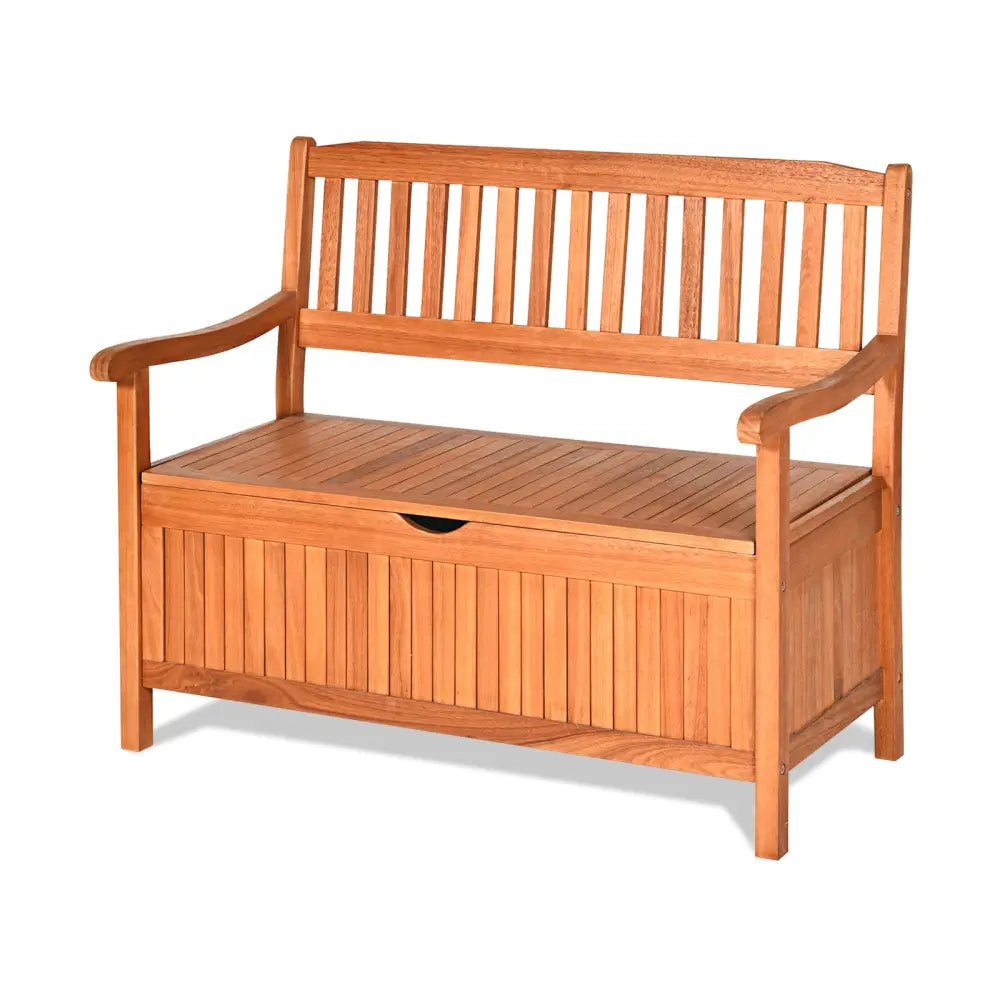 33 Gallon Wooden Storage Bench with Liner for Patio Garden Porch - Natural - Outdoor Benches
