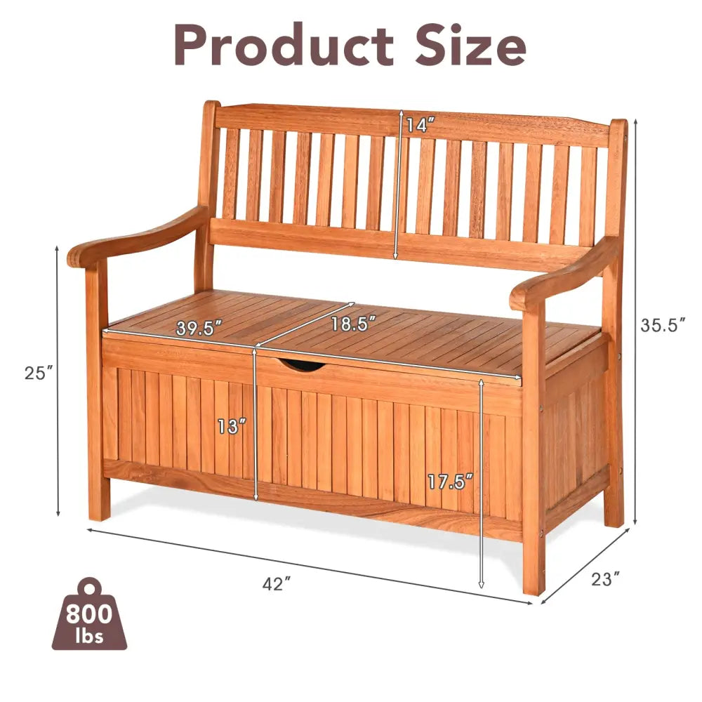 33 Gallon Wooden Storage Bench with Liner for Patio Garden Porch - Natural - Outdoor Benches