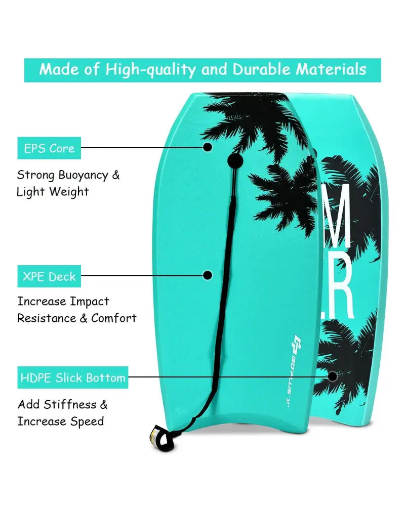 33 Inch/37 Inch/41 Inch Lightweight Super Surfing Bodyboard - Turquoise - Surfing