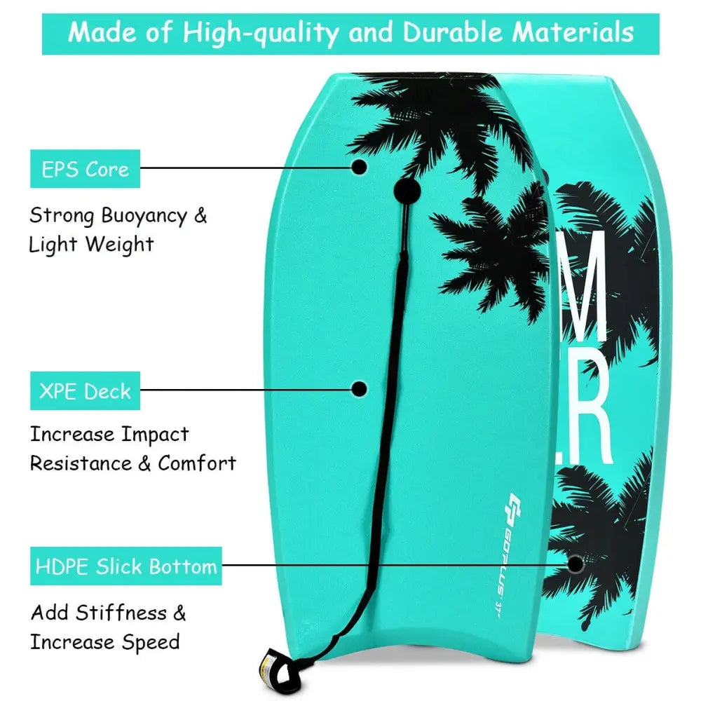 33 Inch/37 Inch/41 Inch Lightweight Super Surfing Bodyboard - Turquoise - Surfing