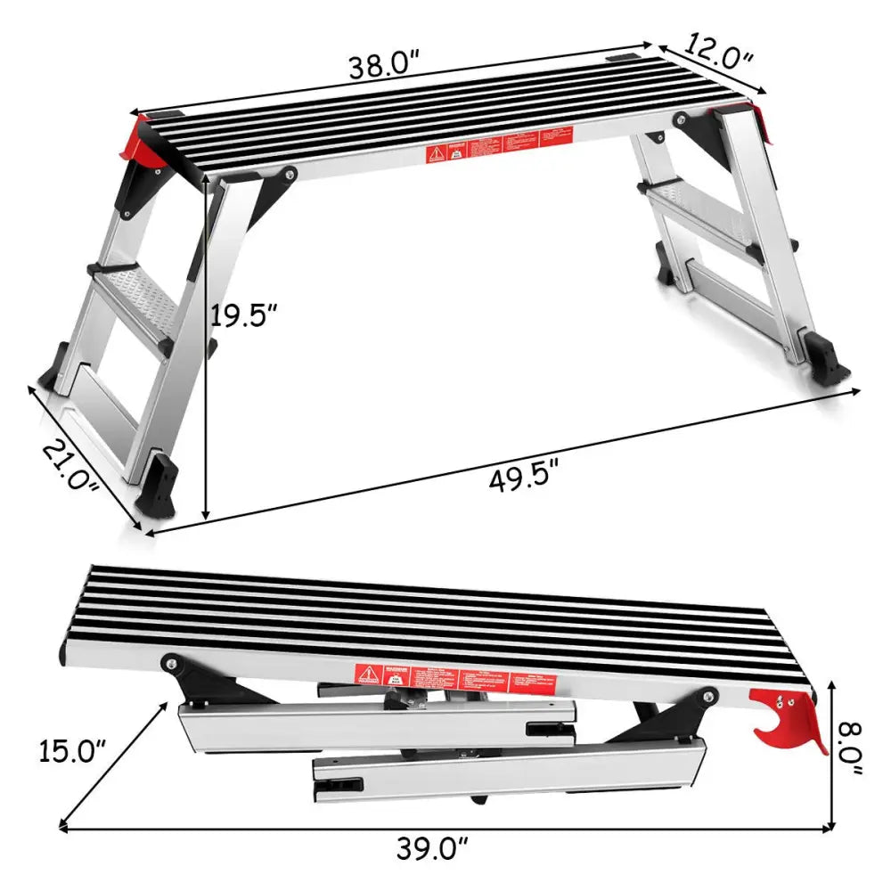 330 lbs Aluminum Folding Non-slip Drywall Step Stool Ladder - Kitchen Tools