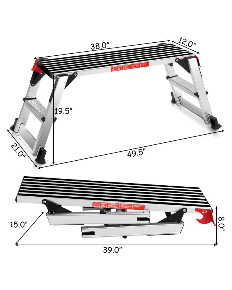 330 lbs Aluminum Folding Non-slip Drywall Step Stool Ladder - Kitchen Tools