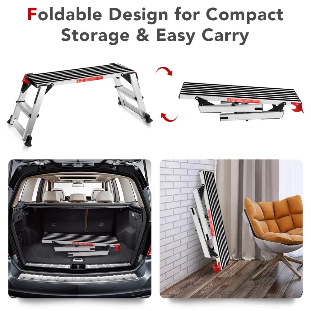 330 lbs Aluminum Folding Non-slip Drywall Step Stool Ladder - Kitchen Tools