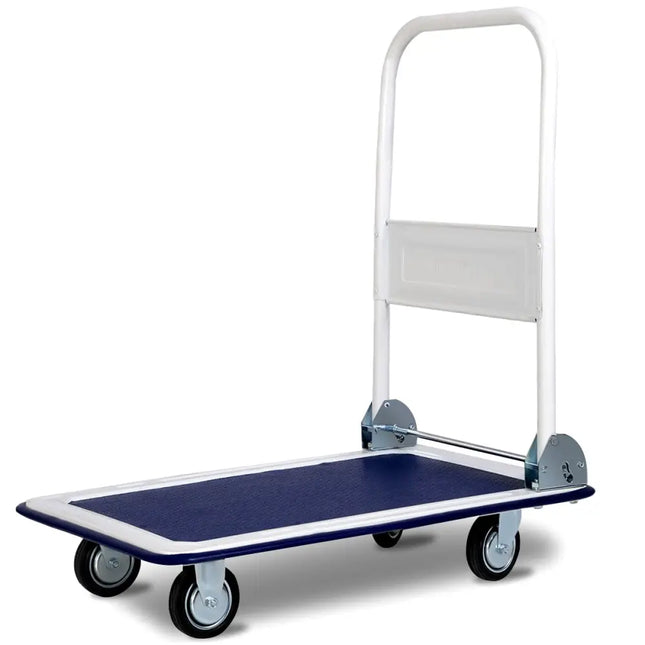 330 lbs Platform Cart Dolly Foldable Warehouse Push Hand Truck - Light Blue - Garages