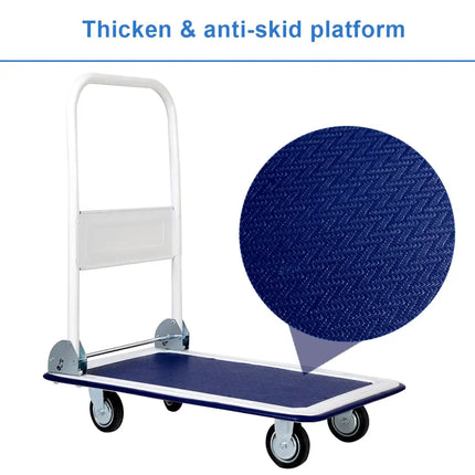 330 lbs Platform Cart Dolly Foldable Warehouse Push Hand Truck - Light Blue - Garages