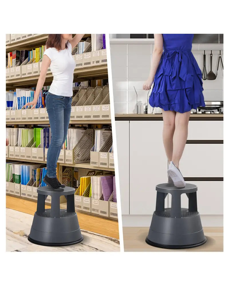330 lbs Step Stool with Non-Slip Rubber Platform - Black - Ladders
