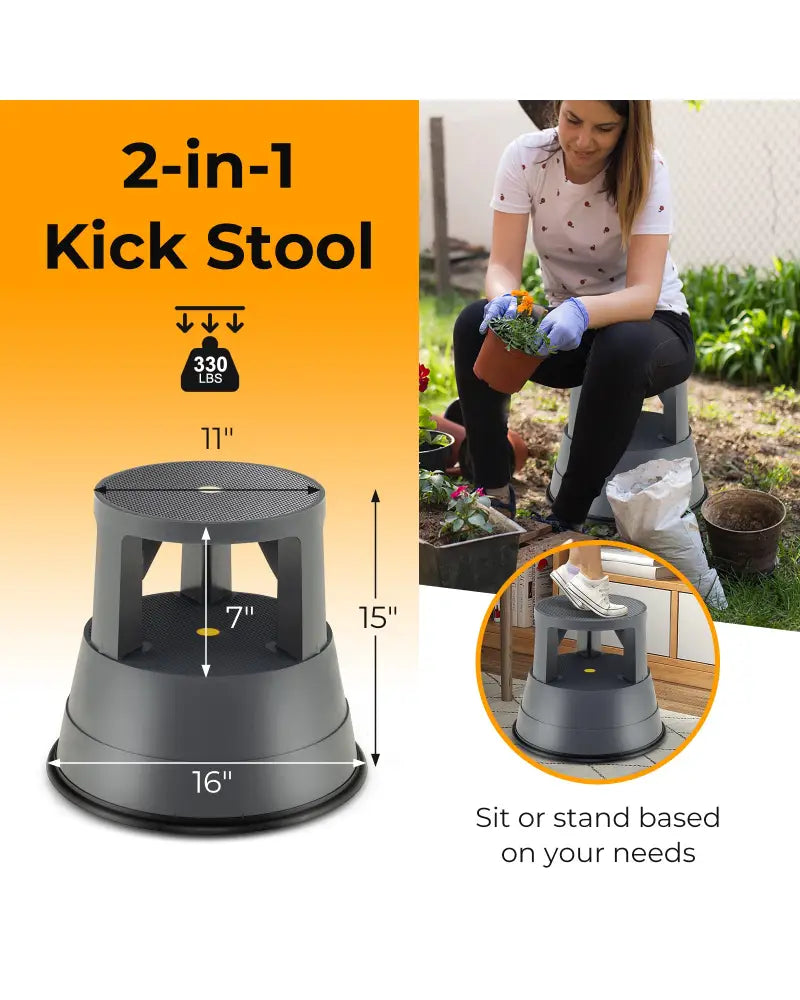 330 lbs Step Stool with Non-Slip Rubber Platform - Black - Ladders