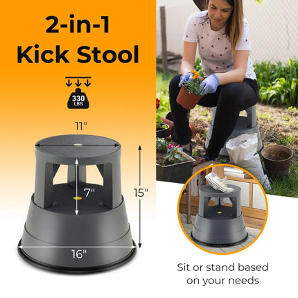 330 lbs Step Stool with Non-Slip Rubber Platform - Black - Ladders