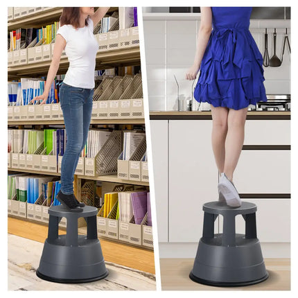330 lbs Step Stool with Non-Slip Rubber Platform - Black - Ladders