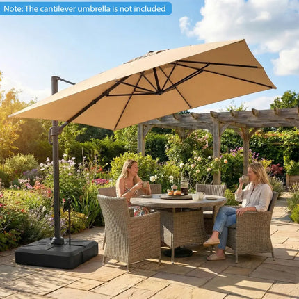 330 lbs Weighted Cantilever Umbrella Base with Wheels and Retractable Pull Rod-Black - Black - Outdoor Umbrella Bases