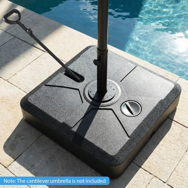 330 lbs Weighted Cantilever Umbrella Base with Wheels and Retractable Pull Rod-Black - Black - Outdoor Umbrella Bases
