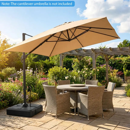 330 lbs Weighted Cantilever Umbrella Base with Wheels and Retractable Pull Rod-Black - Black - Outdoor Umbrella Bases