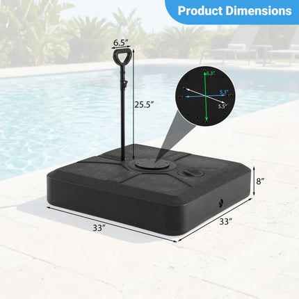 330 lbs Weighted Cantilever Umbrella Base with Wheels and Retractable Pull Rod-Black - Black - Outdoor Umbrella Bases