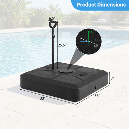 330 lbs Weighted Cantilever Umbrella Base with Wheels and Retractable Pull Rod-Black