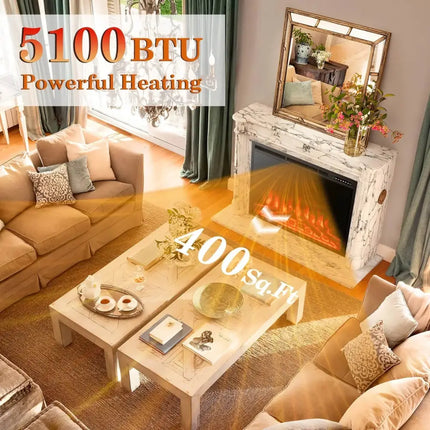 34/37 Inch Electric Fireplace Recessed with Adjustable Flames Costway