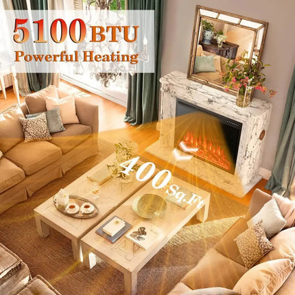 34/37 Inch Electric Fireplace Recessed with Adjustable Flames Costway