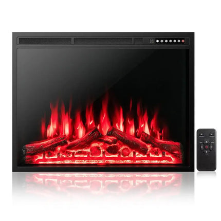 34/37 Inch Electric Fireplace Recessed with Adjustable Flames Costway