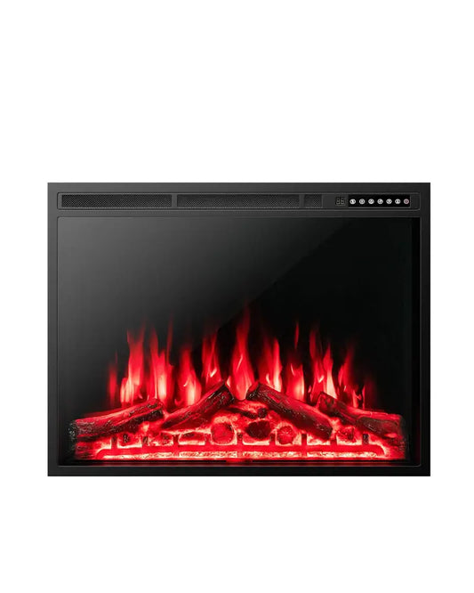 34/37 Inch Electric Fireplace Recessed with Adjustable Flames - Black - Fireplaces