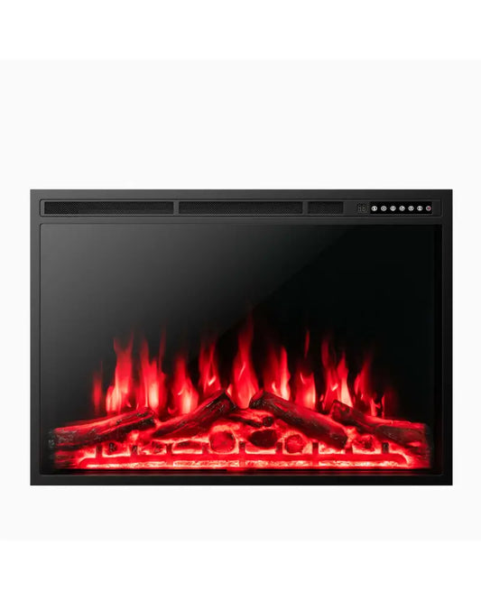 34/37 Inch Electric Fireplace Recessed with Adjustable Flames - Black - Fireplaces
