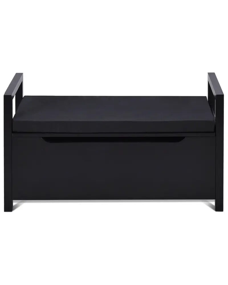 34.5’’, 15.5’’, 19.5 Inch Shoe Storage Bench with Cushion Seat for Entryway-Black - Black - Shoe Racks & Storage Benches