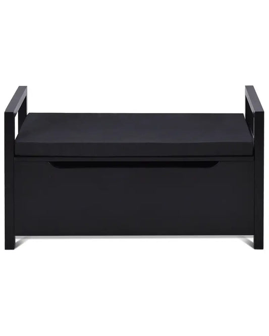 34.5’’, 15.5’’, 19.5 Inch Shoe Storage Bench with Cushion Seat for Entryway-Black - Black - Shoe Racks & Storage Benches