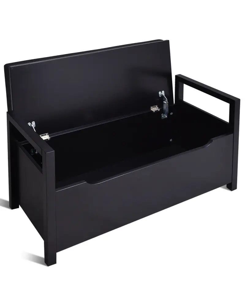 34.5’’, 15.5’’, 19.5 Inch Shoe Storage Bench with Cushion Seat for Entryway-Black - Black - Shoe Racks & Storage Benches