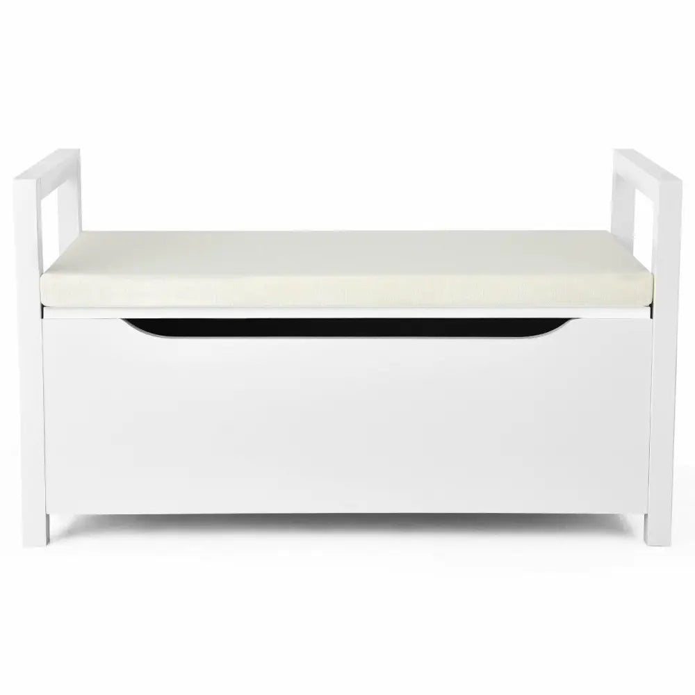34.5 Ã, 15.5 Ã, 19.5 Inch Shoe Storage Bench with Cushion Seat for Entryway-White - White - Shoe Racks & Storage Benches