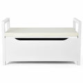 34.5 Ã, 15.5 Ã, 19.5 Inch Shoe Storage Bench with Cushion Seat for Entryway-White - White - Shoe Racks & Storage Benches