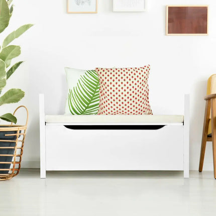 34.5 Ã, 15.5 Ã, 19.5 Inch Shoe Storage Bench with Cushion Seat for Entryway-White - White - Shoe Racks & Storage Benches