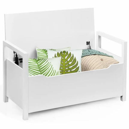 34.5 Ã, 15.5 Ã, 19.5 Inch Shoe Storage Bench with Cushion Seat for Entryway-White - White - Shoe Racks & Storage Benches